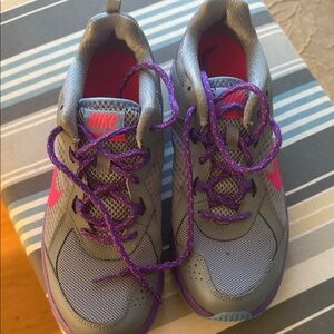 Nike Gray Sneakers with Pink and Purple Accents